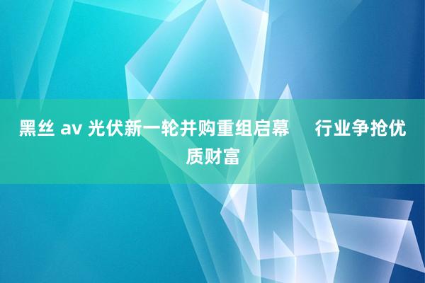 黑丝 av 光伏新一轮并购重组启幕     行业争抢优质财富